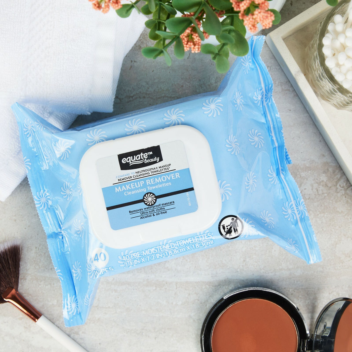 Makeup Remover Cleansing Towelettes Waterproof Eyes - 40 Pre-Moistened Wipes