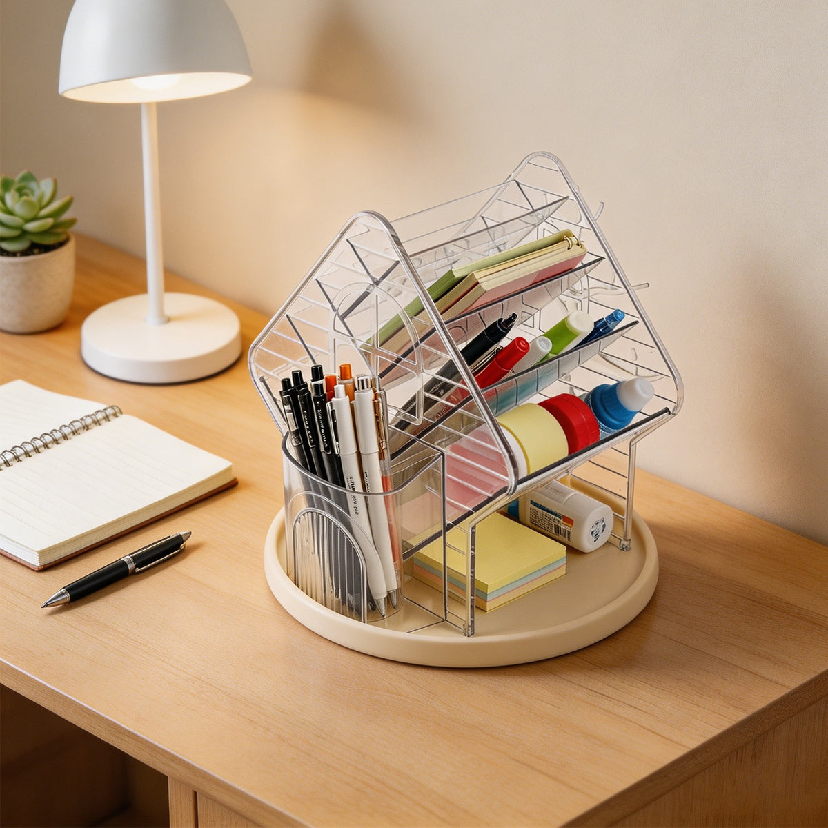 Multi-Compartment Rotating Makeup Organizer with Lipstick and Perfume Storage