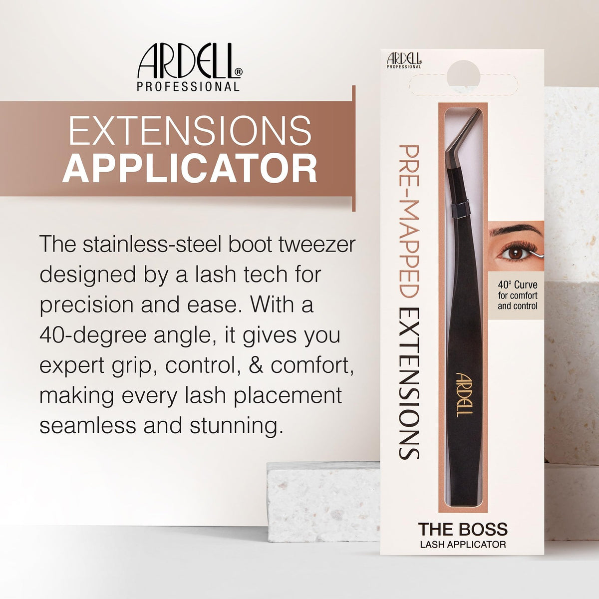 Eyelash Applicator Tool with 40° Curved Tip - Precision Lash Tool for Extensions