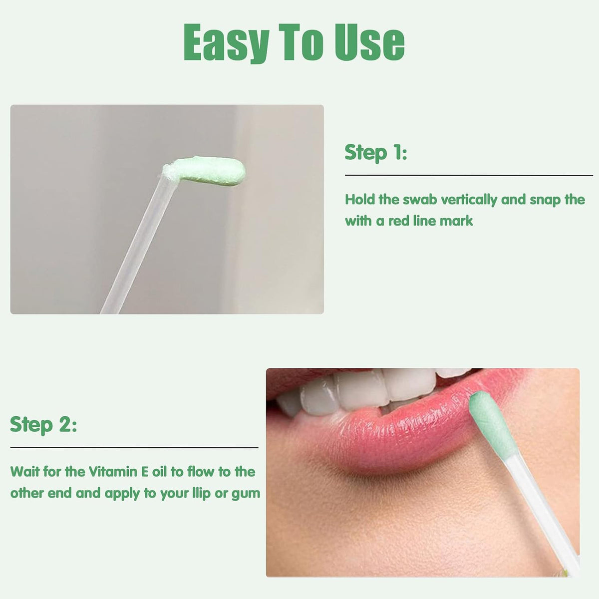 Cotton Makeup Remover Swabs with Vitamin E Liquid, 100 Pcs for Eye & Lip