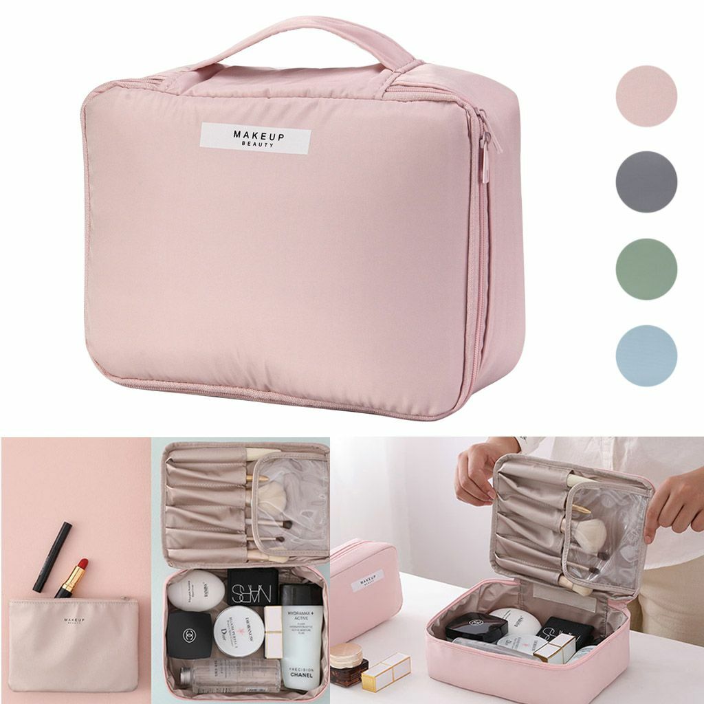 Waterproof Makeup Bag with Handle for Travel and Storage – Cosmetic Organizer