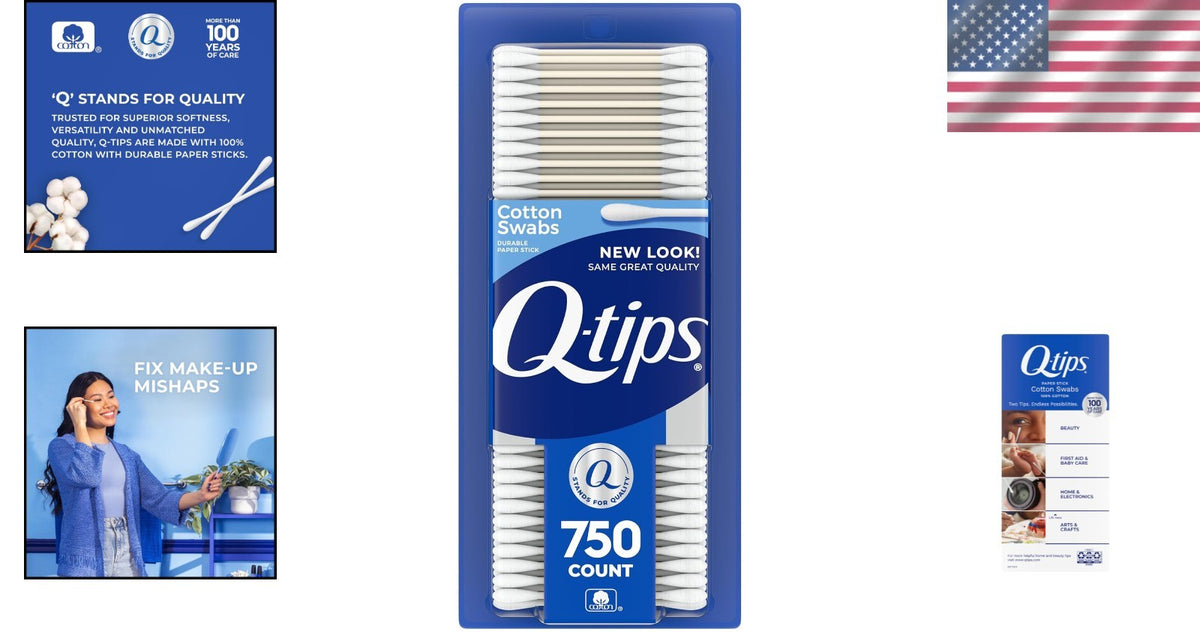 Cotton Swabs Pack 750 Count for Personal Hygiene and Electronics Cleaning