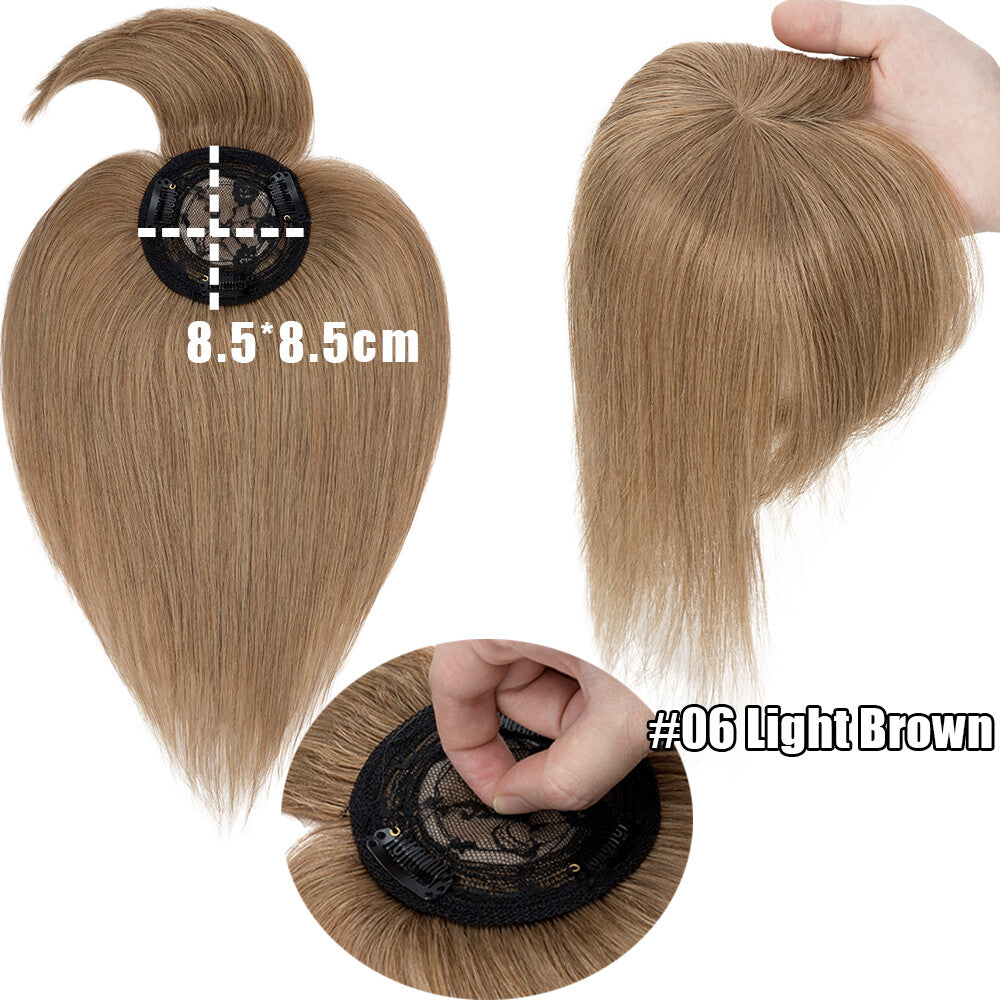 Remy Human Hair Topper with Bangs - Clip-In Hairpiece for Thinning Hair