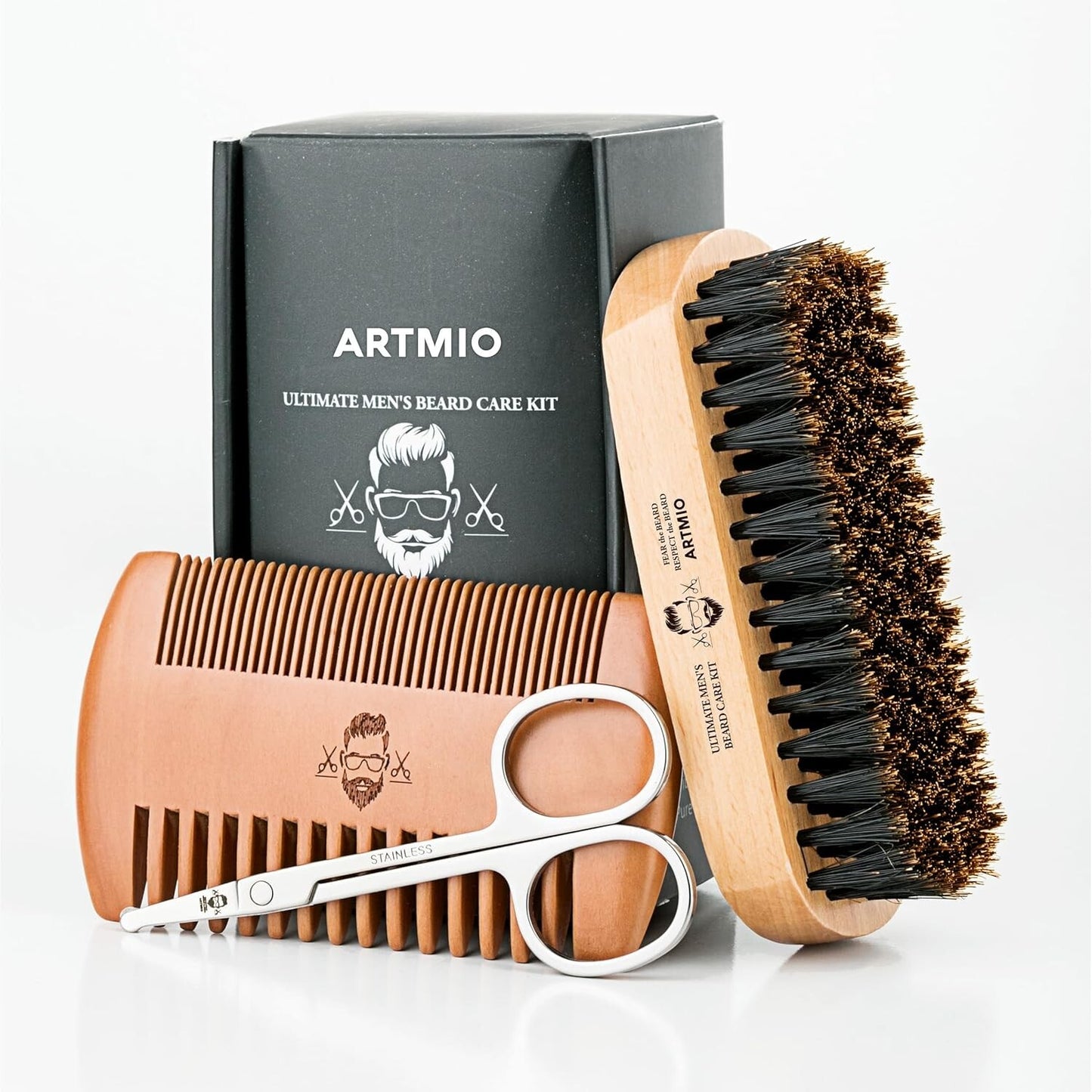 Men's Beard Grooming Kit with Brush, Comb & Scissors - Portable & Free Shipping