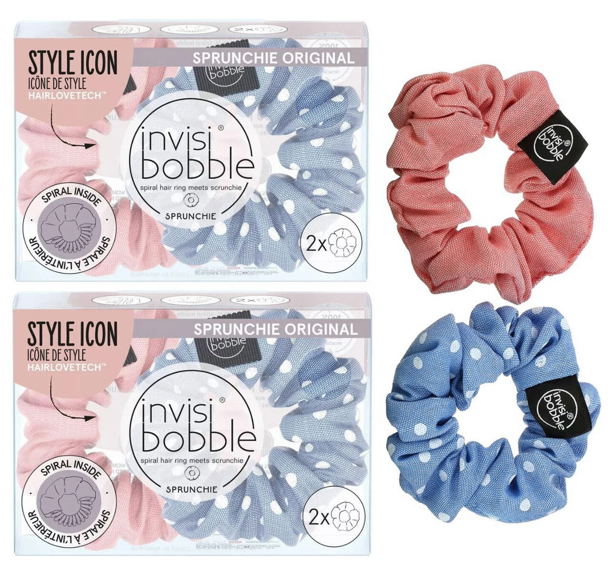 Lot of 2 Invisibobble, Sprunchie Original, Dots It/No Morals But