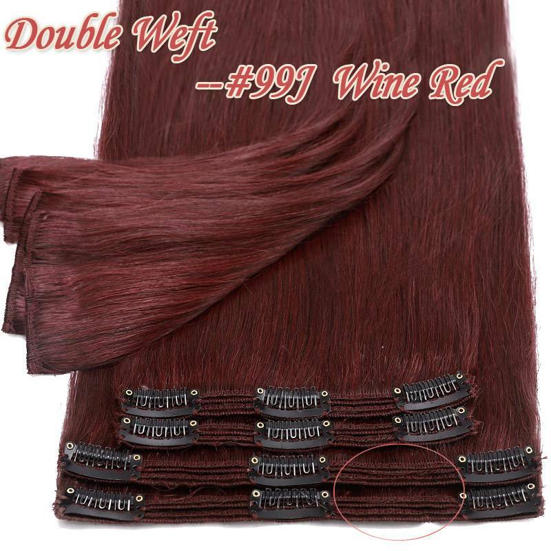Thick Full Head Clip-In Hair Extensions 100% Human Remy Double Weft 20-22 Inches