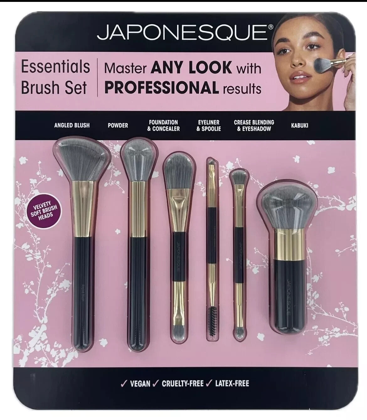 Japonesque 6-Piece Makeup Brush Set - Soft, Vegan, Cruelty-Free