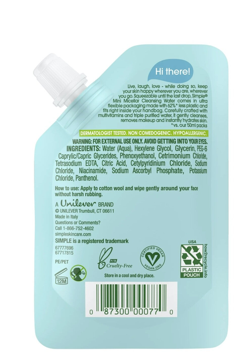 Travel Size Micellar Cleansing Water Pack of 4 - Gentle Makeup Remover & Skin Hydrator