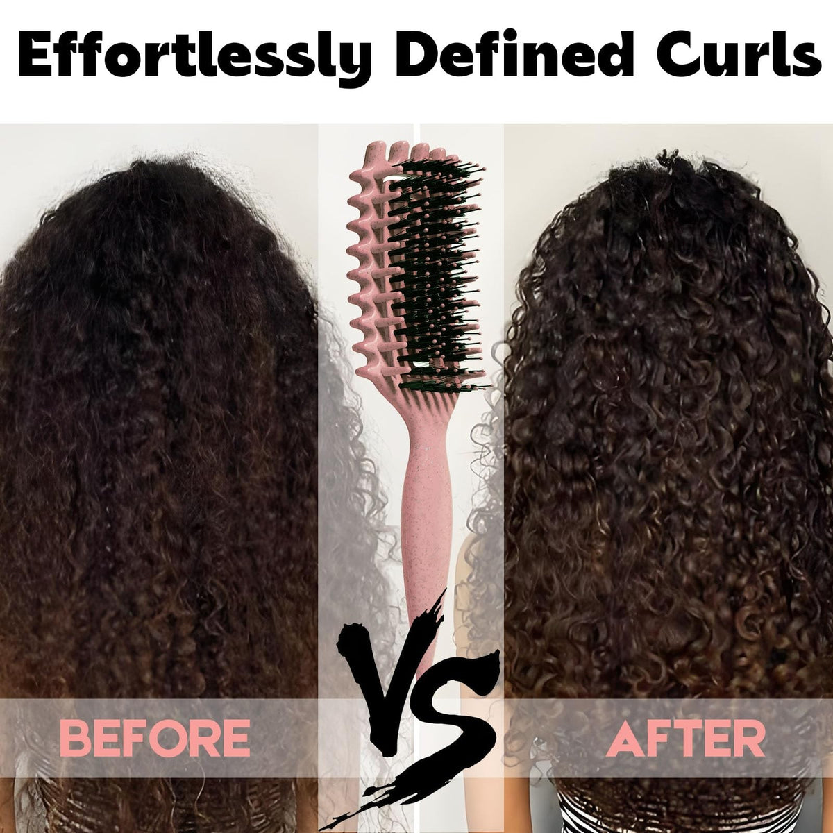 Pink Curly Hair Brush for Detangling & Curl Definition - Matte Finish