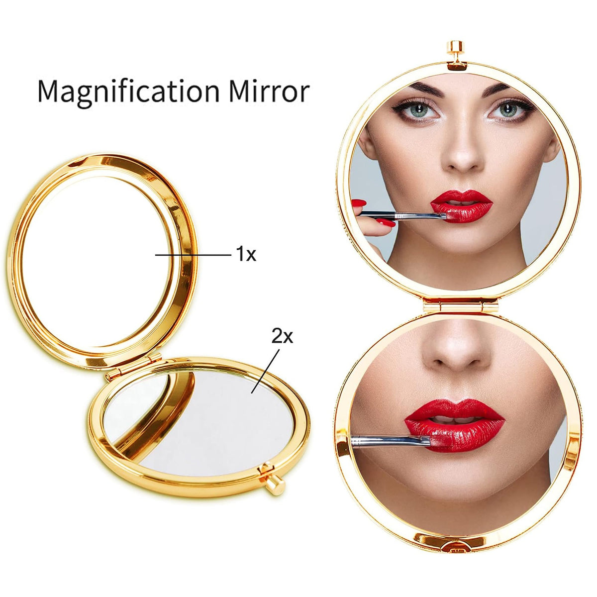 Engraved Compact Makeup Mirror for Daughter - Personalized Gift, Rose Gold, 2X Magnification
