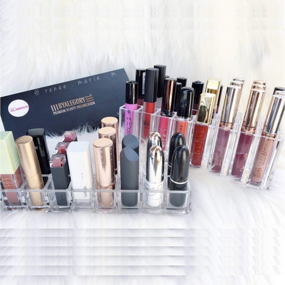 Acrylic Lipstick & Lip Gloss Organizer Set - 48 Space Clear Cosmetic Storage