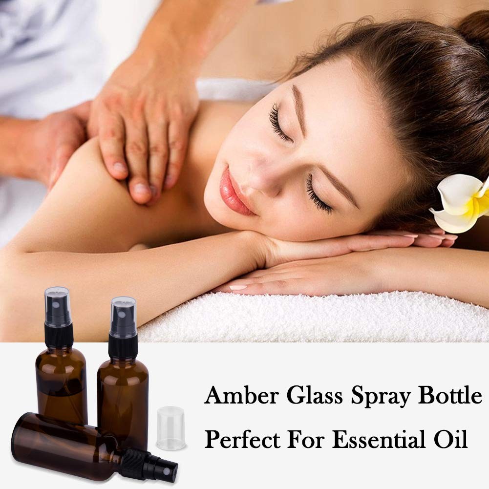 2oz Amber Glass Spray Bottles Set for Essential Oils - 18 Pack