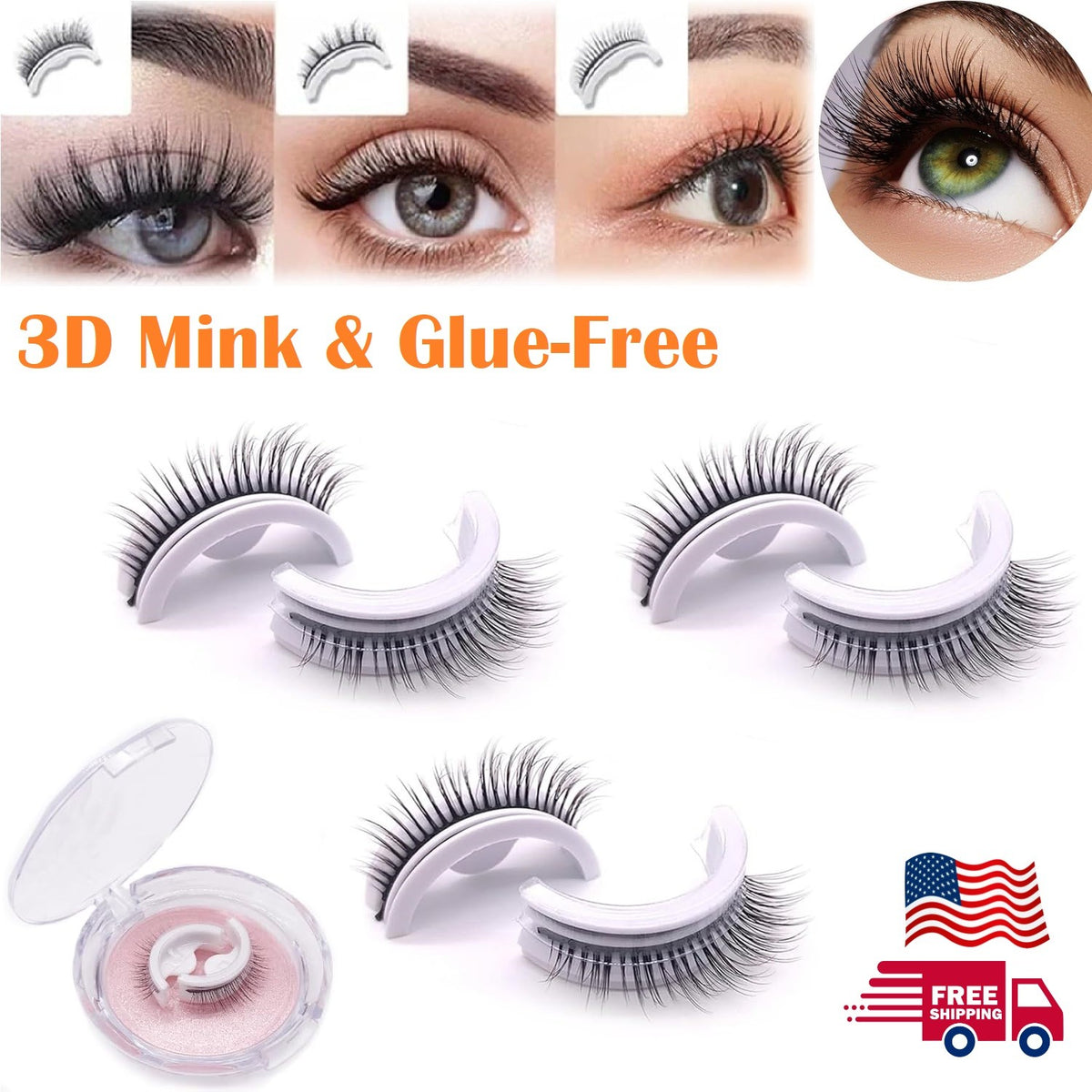 Reusable Self-Adhesive 3D Mink False Eyelashes - Natural, Long, Thick Styles