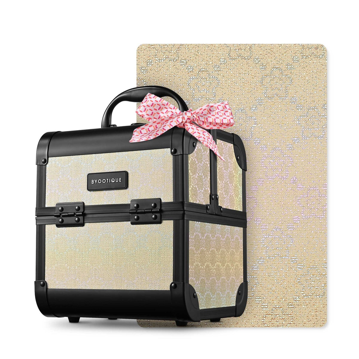 Makeup Train Case Organizer with Mirror 2-Tier Compact Storage