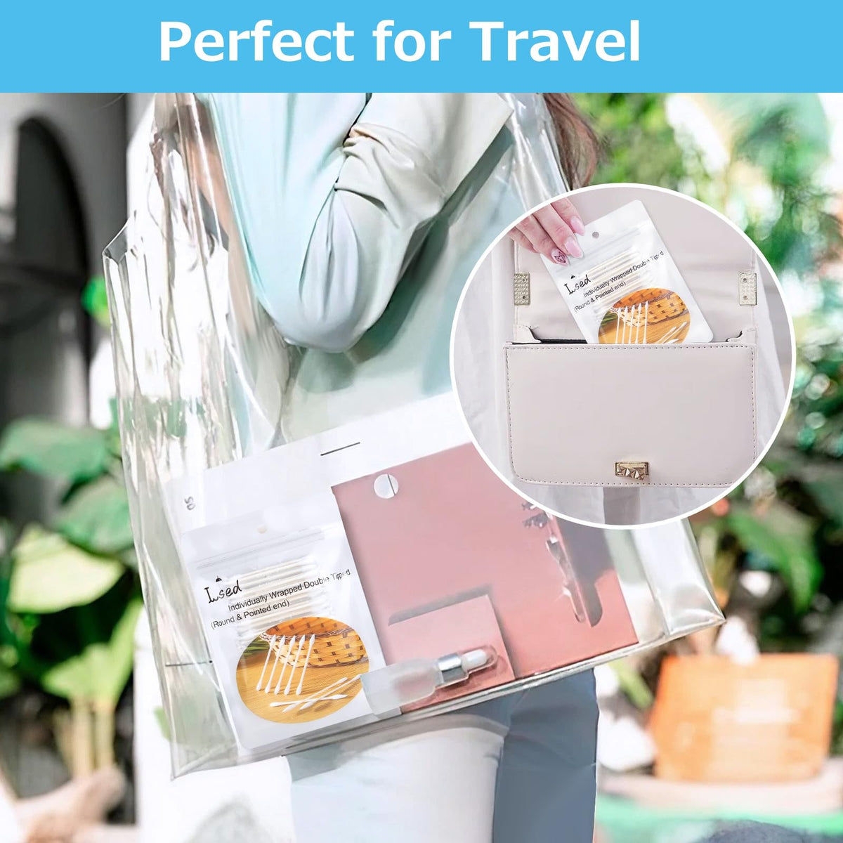 100 Pack Organic Biodegradable Cotton Swabs - Individually Wrapped for Personal & Travel Use