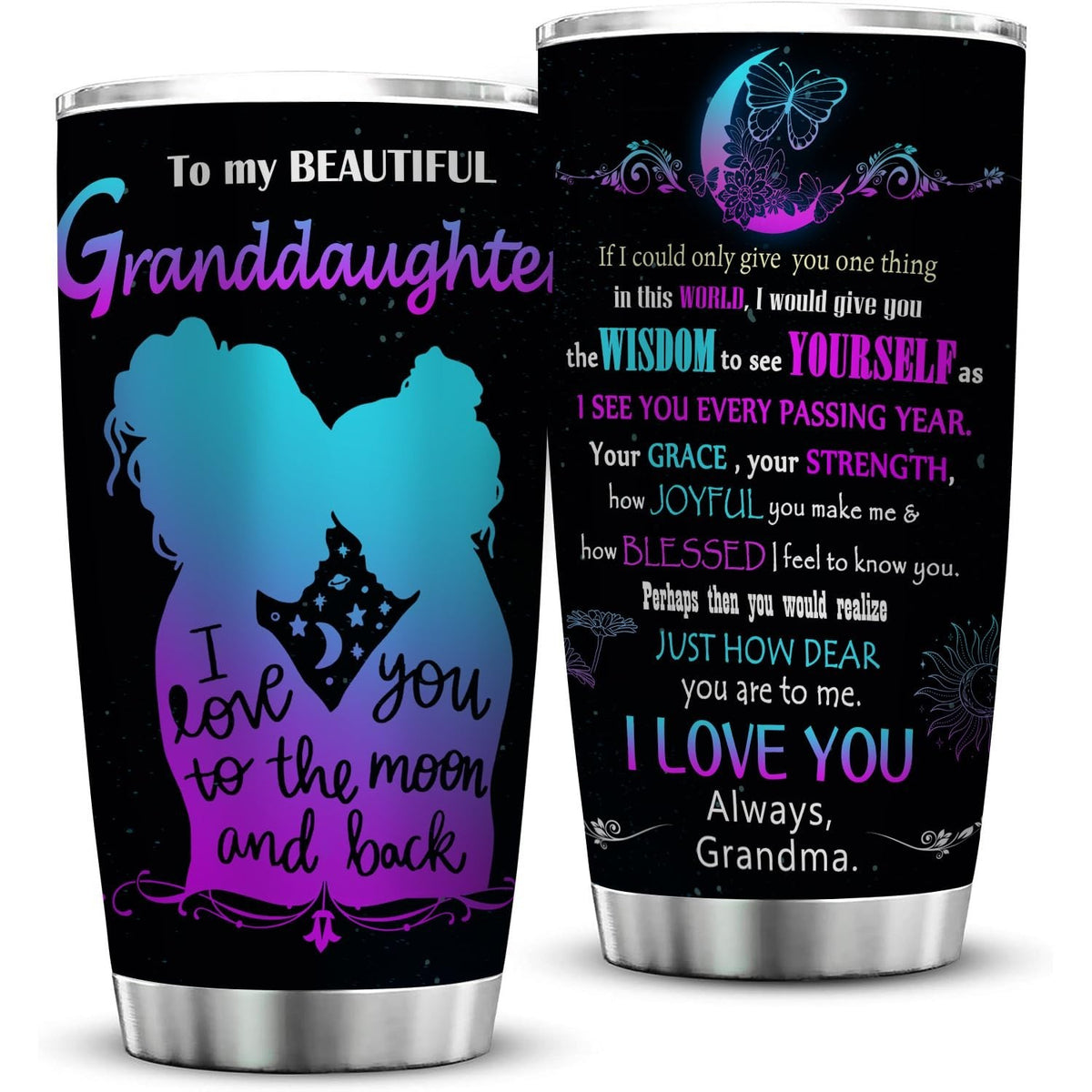 20oz Insulated Stainless Steel Tumbler Cup for Granddaughter - Gift from Grandma