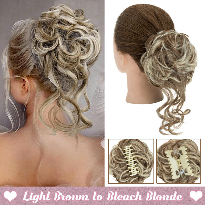 Messy Bun Claw Hair Clip Extensions - Curly Thick Updo Accessory