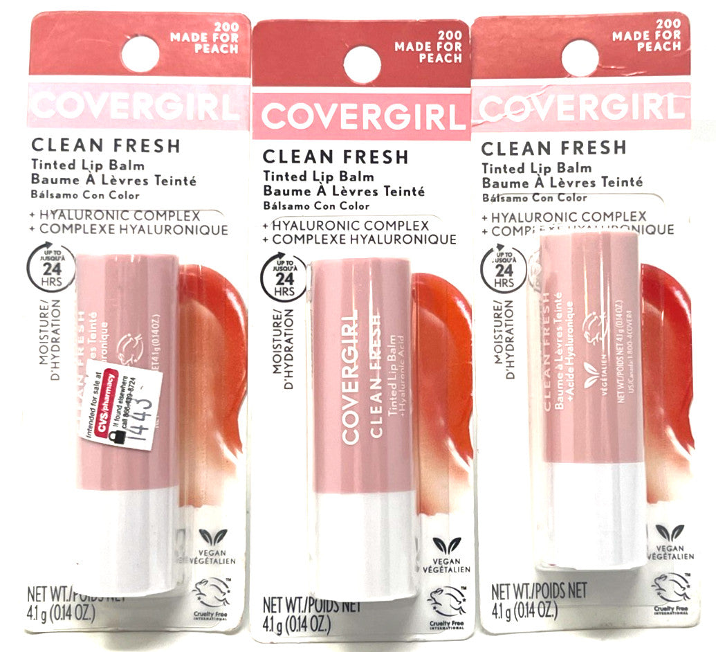 Set of 3 Covergirl Tinted Lip Balms in Peach - Sealed 0.14 oz