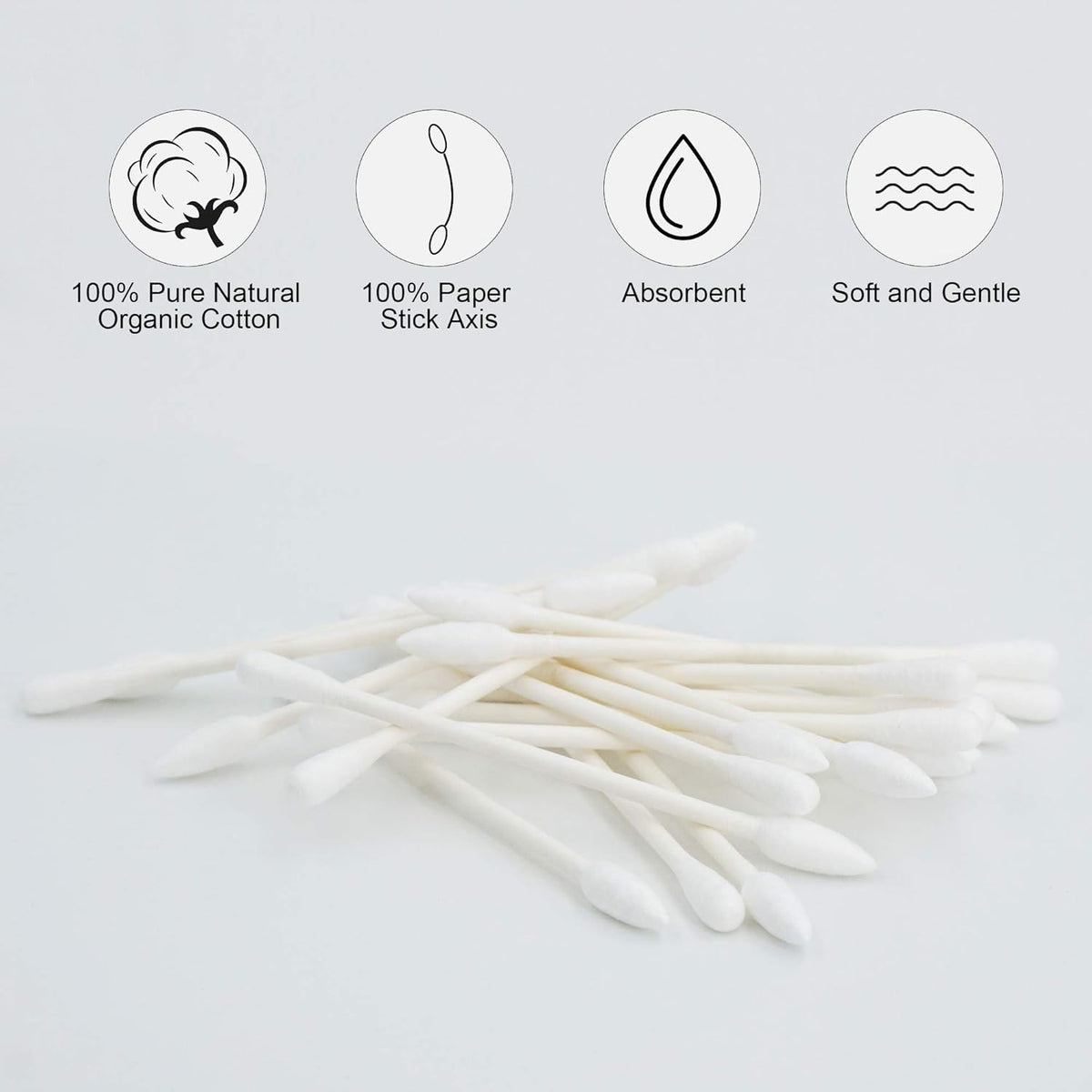 Precision Pointed Cotton Swabs - 600 Count Organic Cotton Buds for Makeup & Cleaning