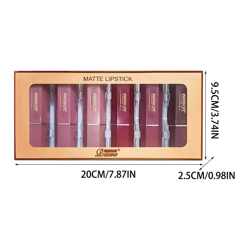 6-Piece Matte Waterproof Lipstick Set - Long Lasting & Gift Ready