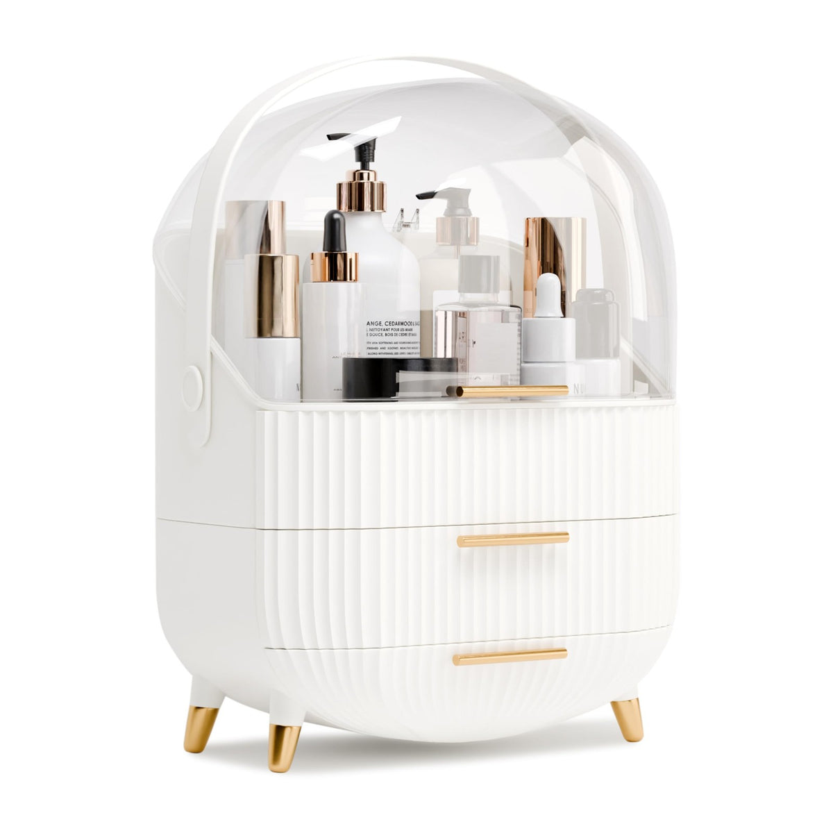 Lurcns Makeup Organizer Storage Cabinet - White, Large Capacity