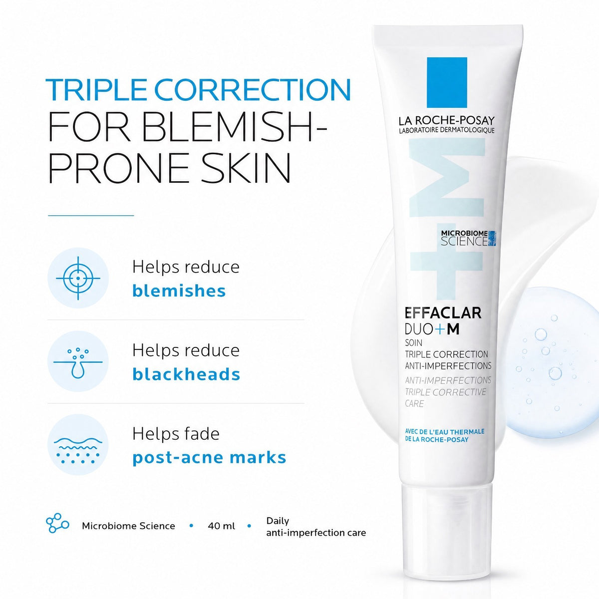 Effaclar Duo Plus M Triple Corrective Acne Treatment 40ml - Oil-Free Gel