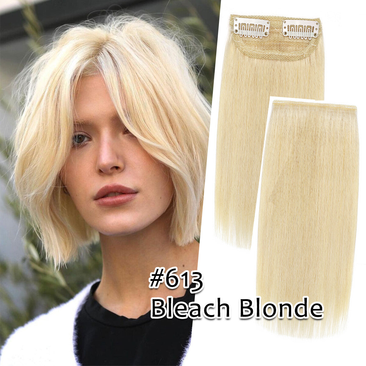 Clip-In Hair Extensions Remy Human Hair Short Pad Topper - Natural Black to Blonde