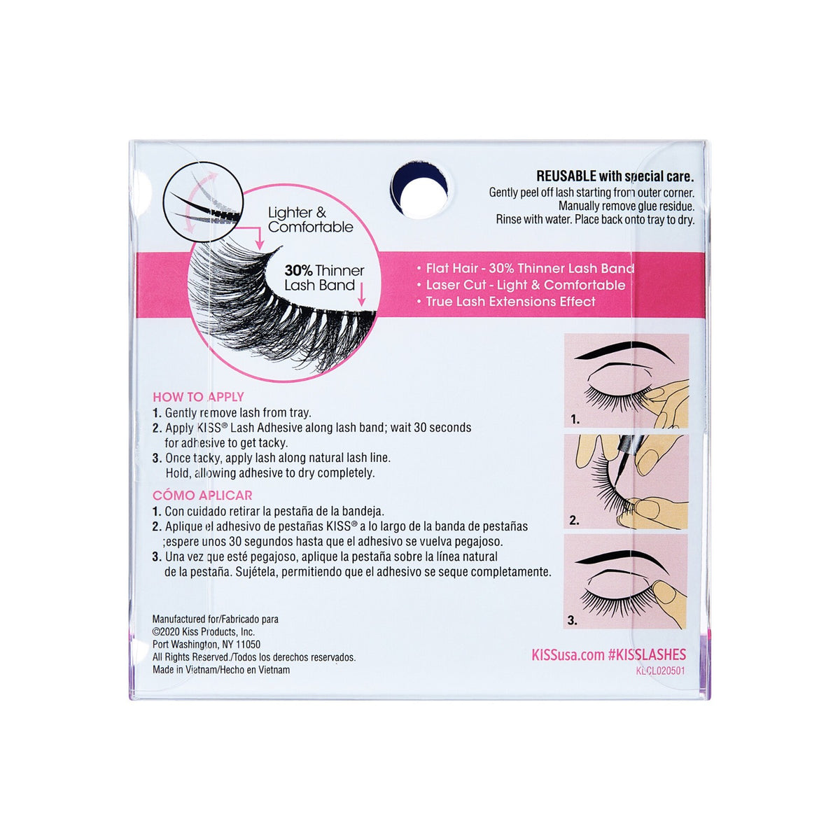 (2 Pack) Kiss Lash Couture Luxtensions Royal Satin False Eyelashes - Reusable, Light & Flexible, Slim Band