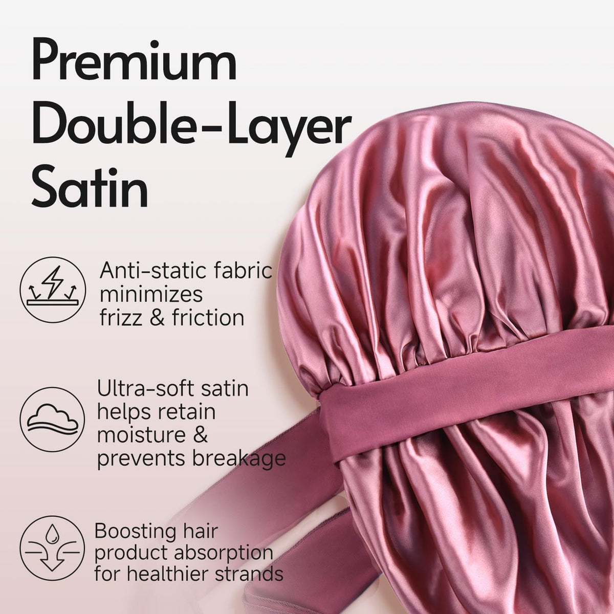 Yanideer 3 pcs Adjustable Satin Bonnets for Sleeping Double Layer