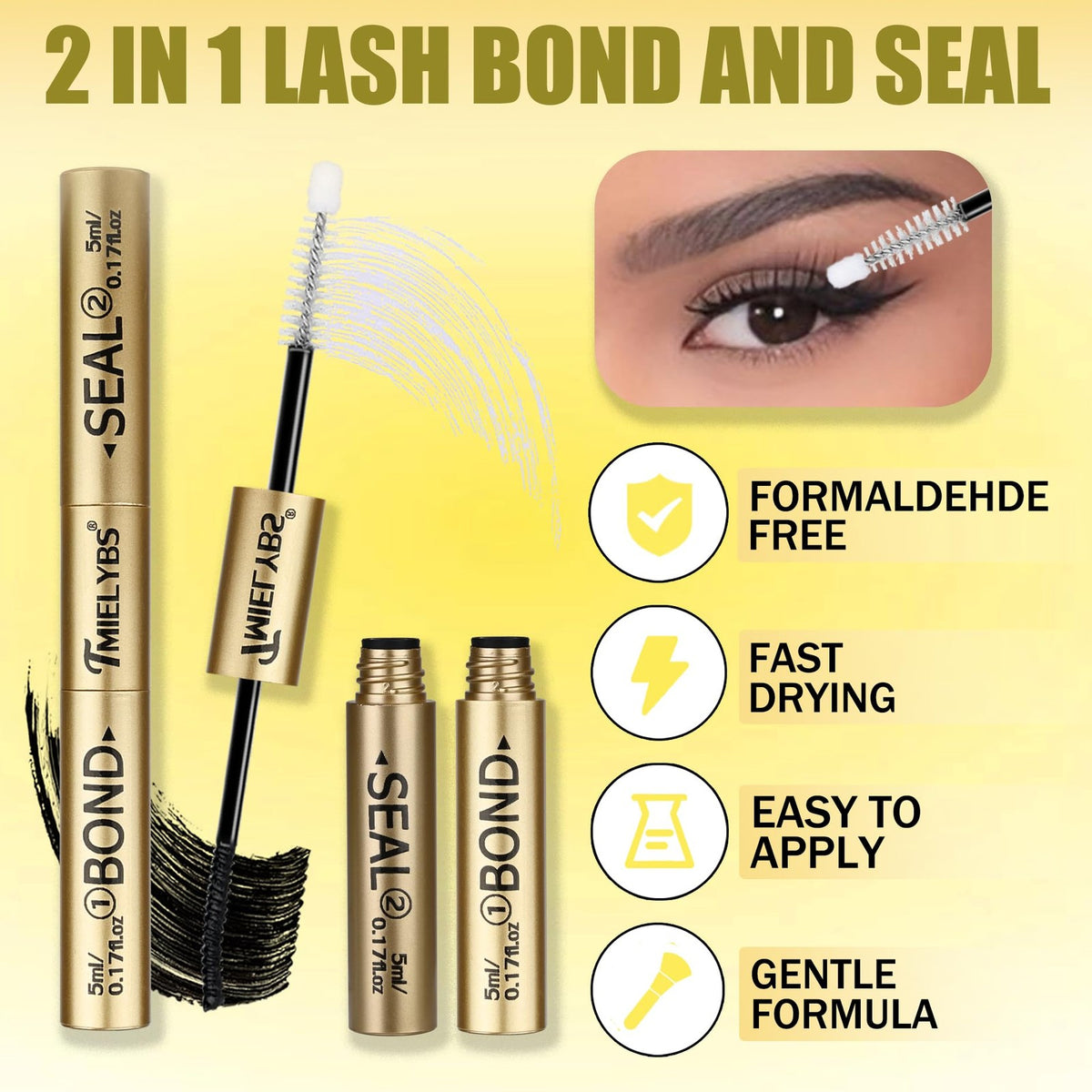 Waterproof Lash Bond and Seal Glue - Strong 10ML for Eyelash Clusters