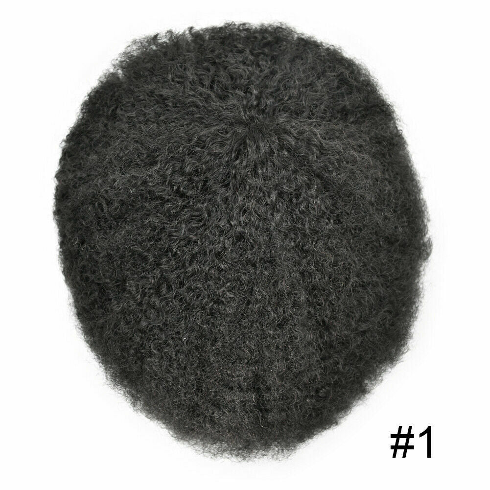 Men's Afro Curly Hair Units for Black Men - Thin Skin Toupee & Hairpieces