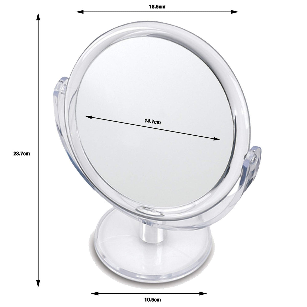 Double-Sided Vanity Makeup Mirror with 12x Magnification, 6.75-Inch Diameter, Clear