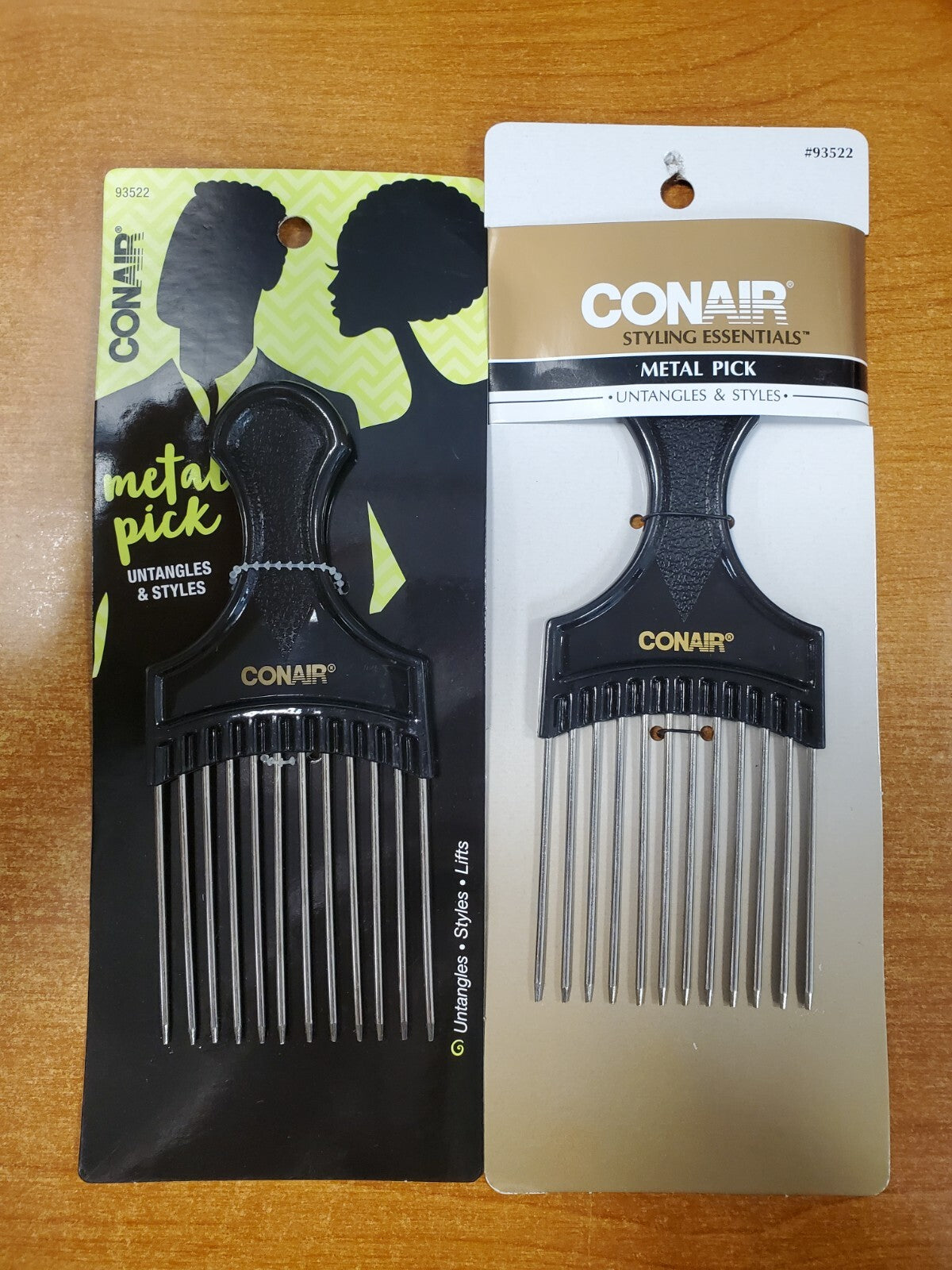 Metal Hair Pick Set - Black, Detangles & Styles - 2 Pack