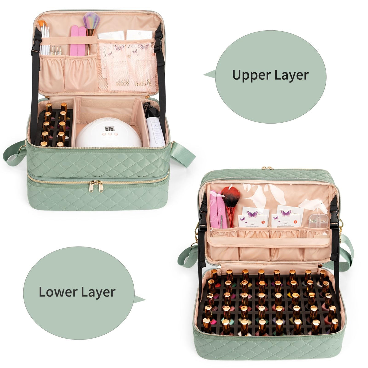 15ml Nail Polish Organizer Case Bag Holds 50+ Bottles Travel Storage