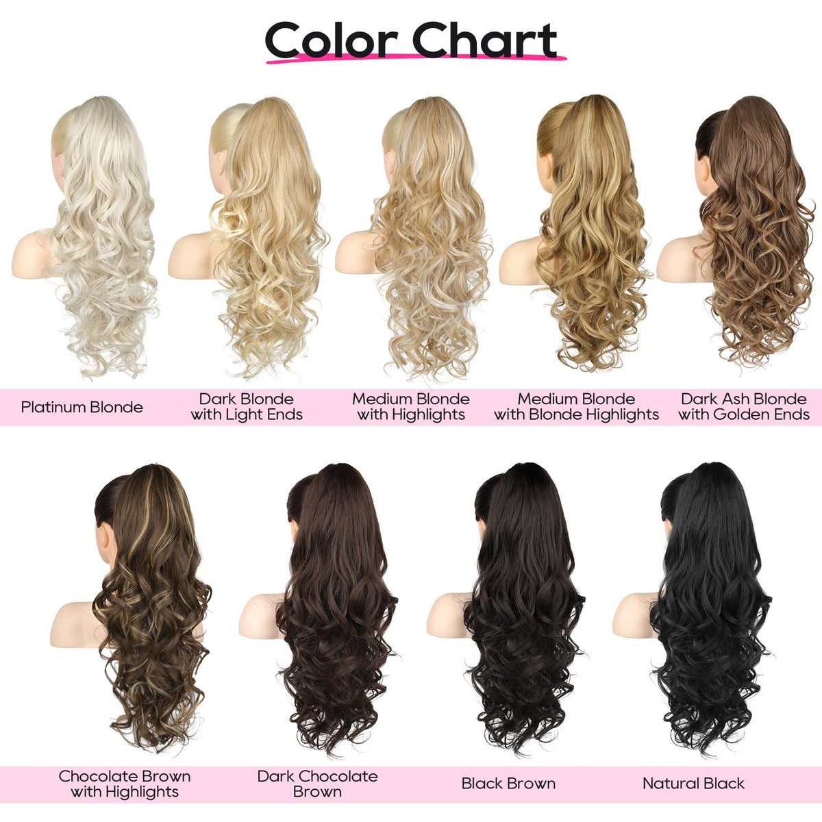 Claw Clip Ponytail Extension 24 Inch Dark Ash Blonde with Golden Ends