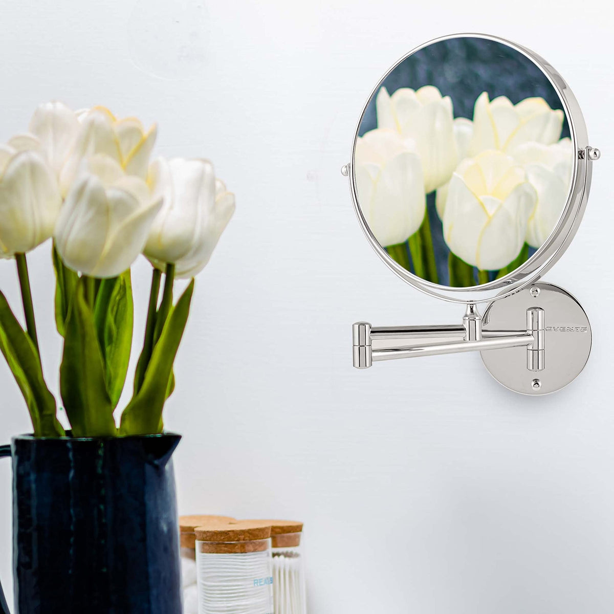 Wall Mount Makeup Mirror 9 Inch with 1X & 10X Magnification, Adjustable Swivel
