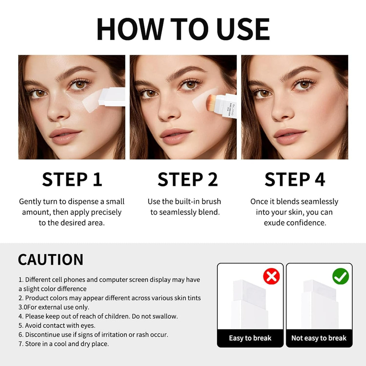 Color Changing Foundation Stick with Dual-Ended Applicator - Skin-Transforming Cream