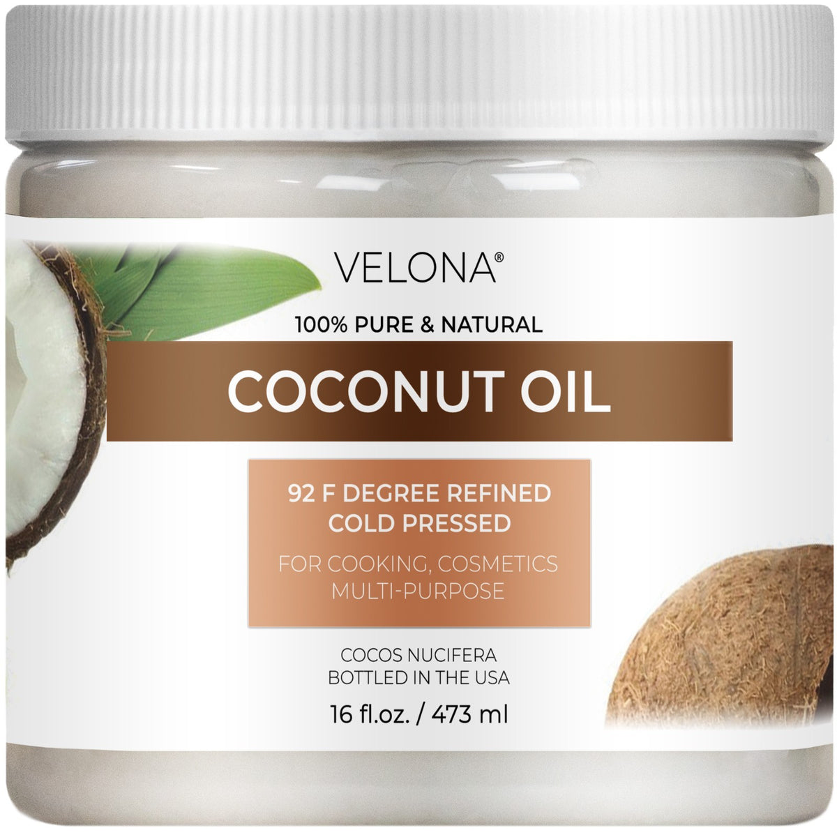 Pure Refined Coconut Oil 92 Degree - Multiple Sizes for Skincare & Cooking
