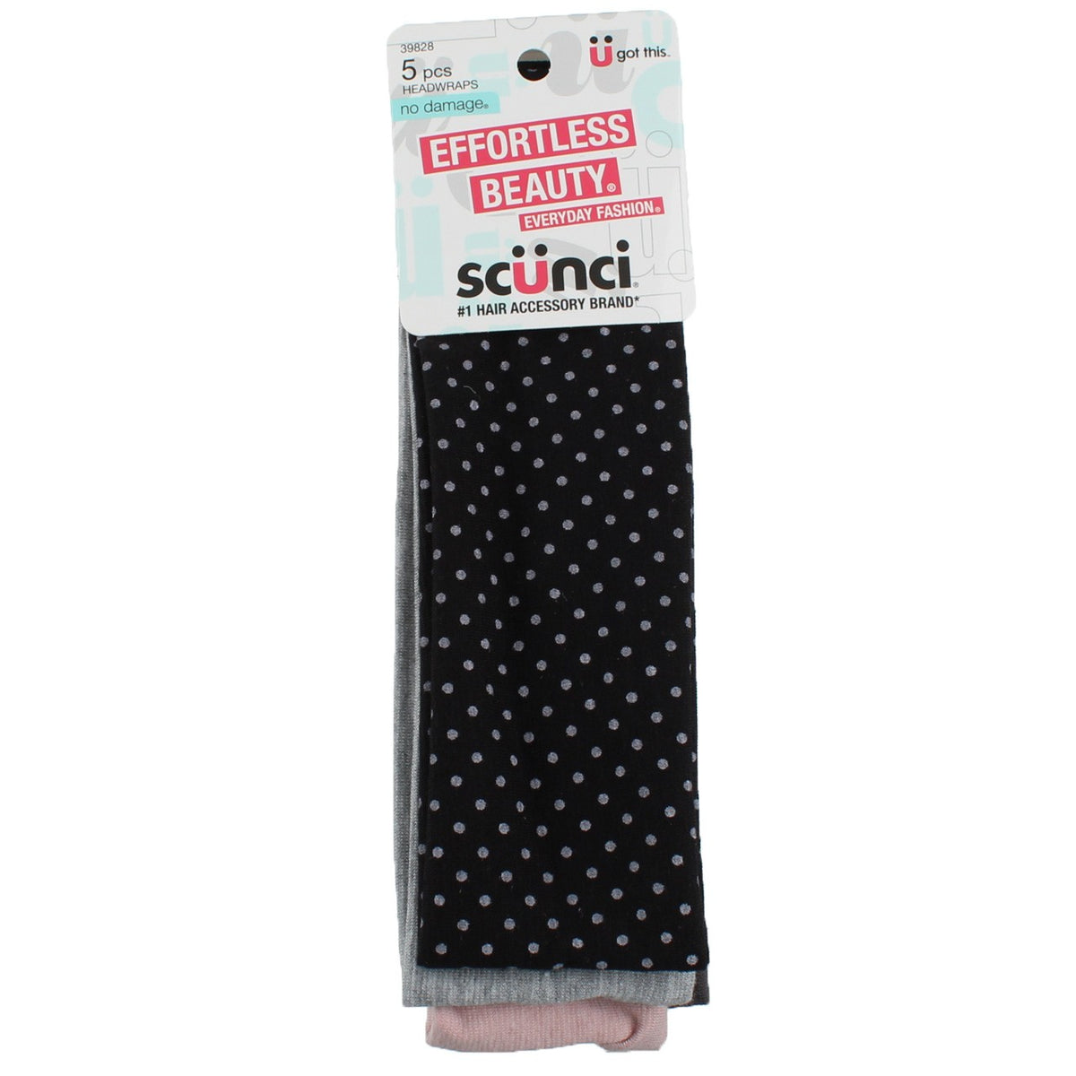 4 Pack Scunci Effortless Beauty Everyday Fashion No Damage Headwraps,