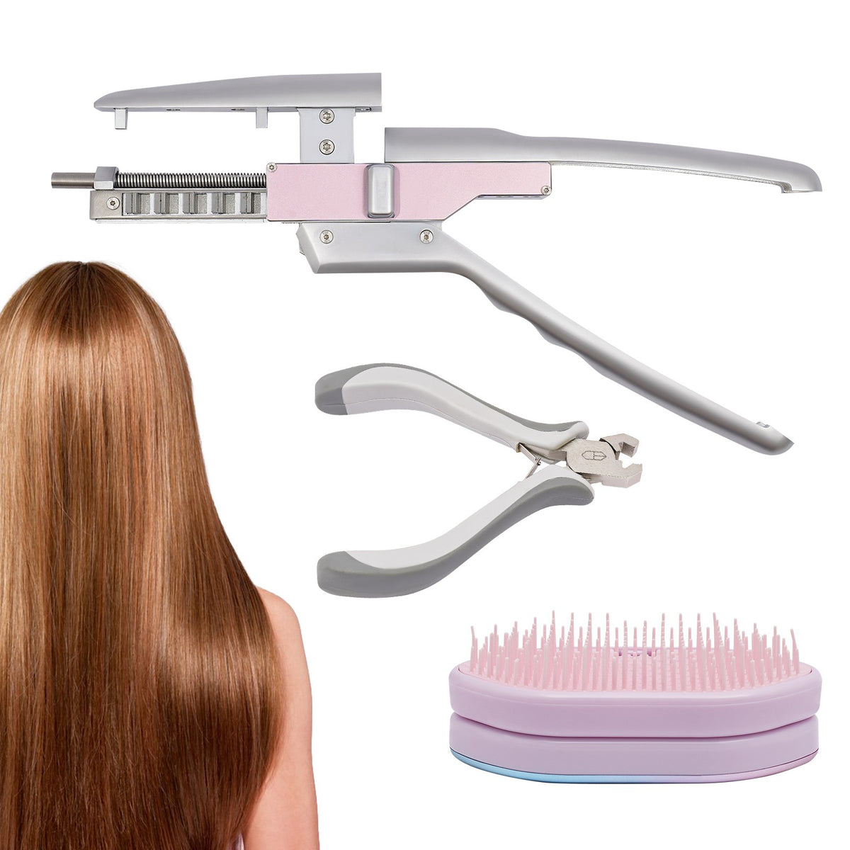 Hair Extension Machine Kit with Pliers Comb No Glue 30Min Fast Application