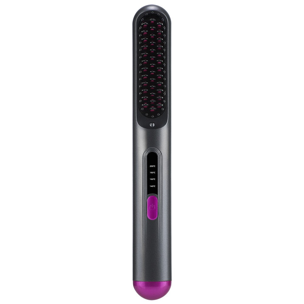 Portable USB Rechargeable Hair Straightening Comb with 4 Heat Levels