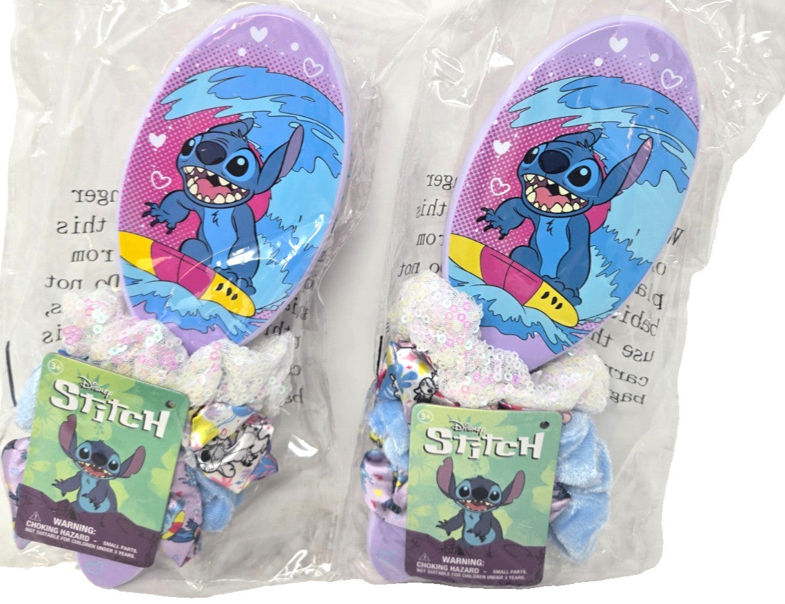 Lilo & Stitch Hair Brush & Scrunchies Set - Pack of 2 Brushes & 8 Scrunchies