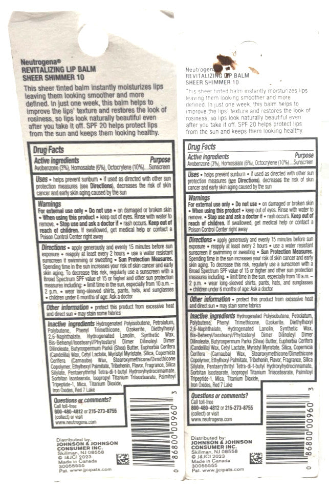 Neutrogena Revitalizing Lip Balm Set - Sheer Shimmer, Sealed, 2 Pack