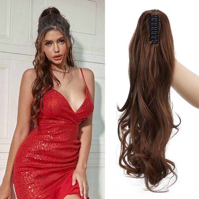 26-Inch Real Human Hair Ponytail Extension with Claw Clip - Thick Hairpiece
