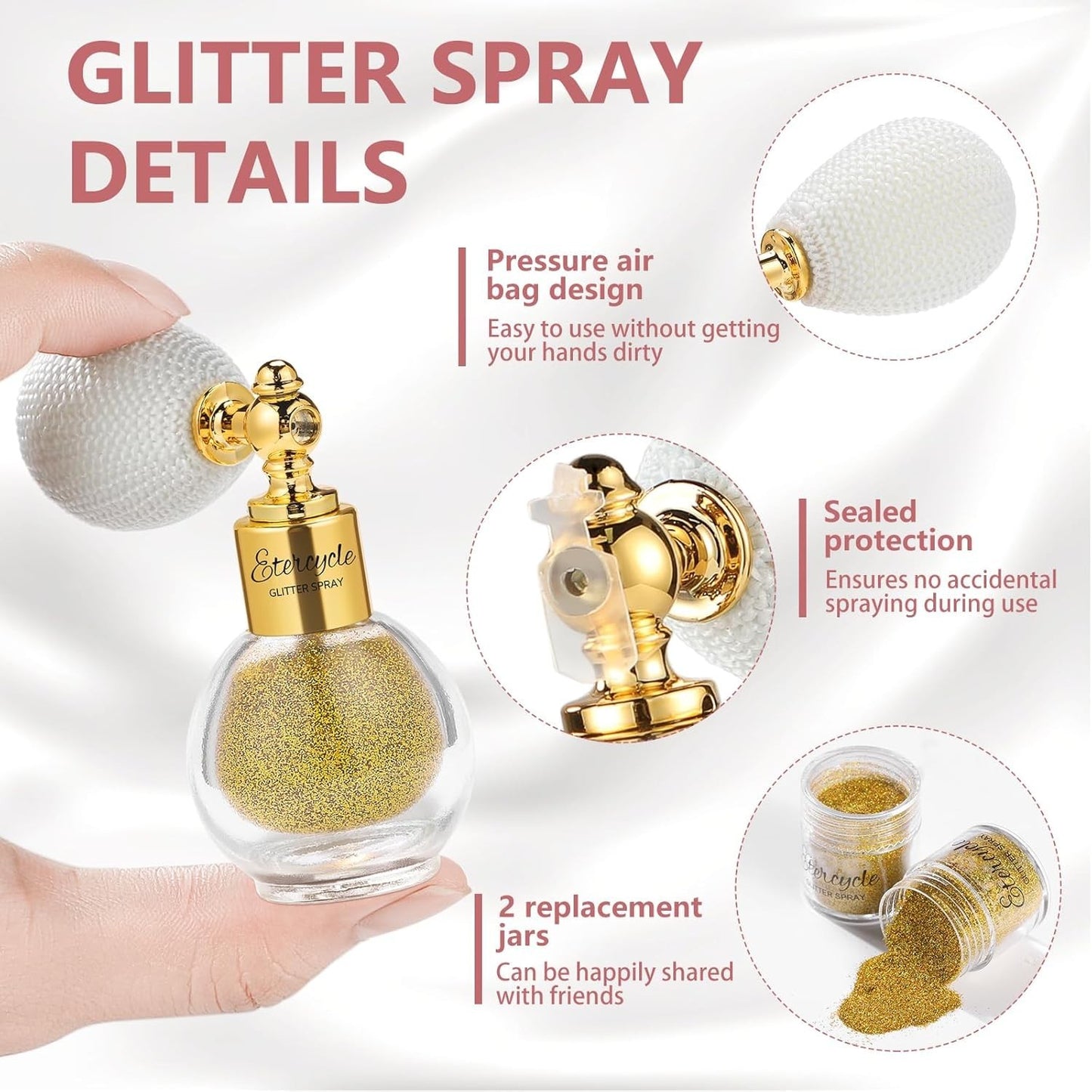 Hair Glitter Spray Gold for Face Body & Hair - Fine Rainbow Shimmer