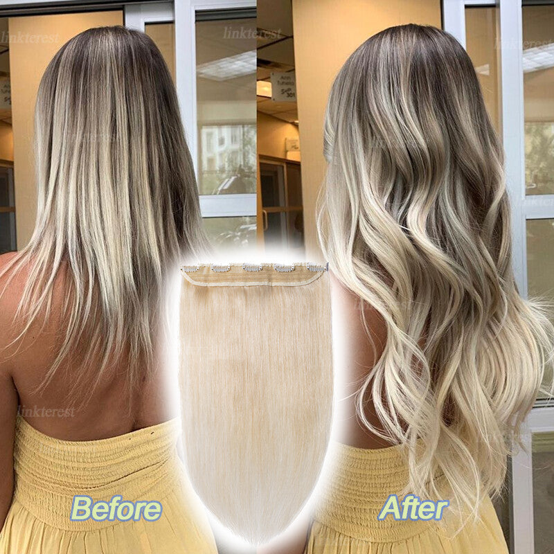 Remy Human Hair Extensions Clip-In Full Head Blonde 8-24 Inches