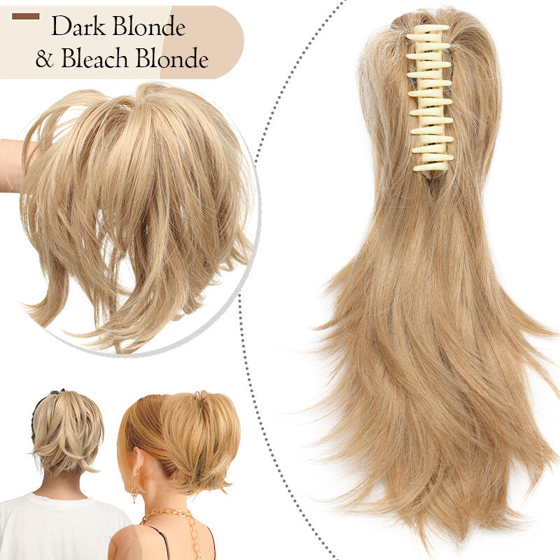 Bendable Clip-In Ponytail Hair Extension - Short 12-Inch Synthetic Bun