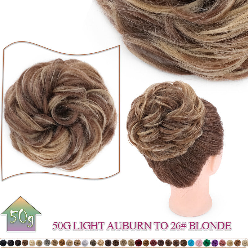 Curly Messy Bun Hair Extension Scrunchie Natural Updo Thick Human Hair