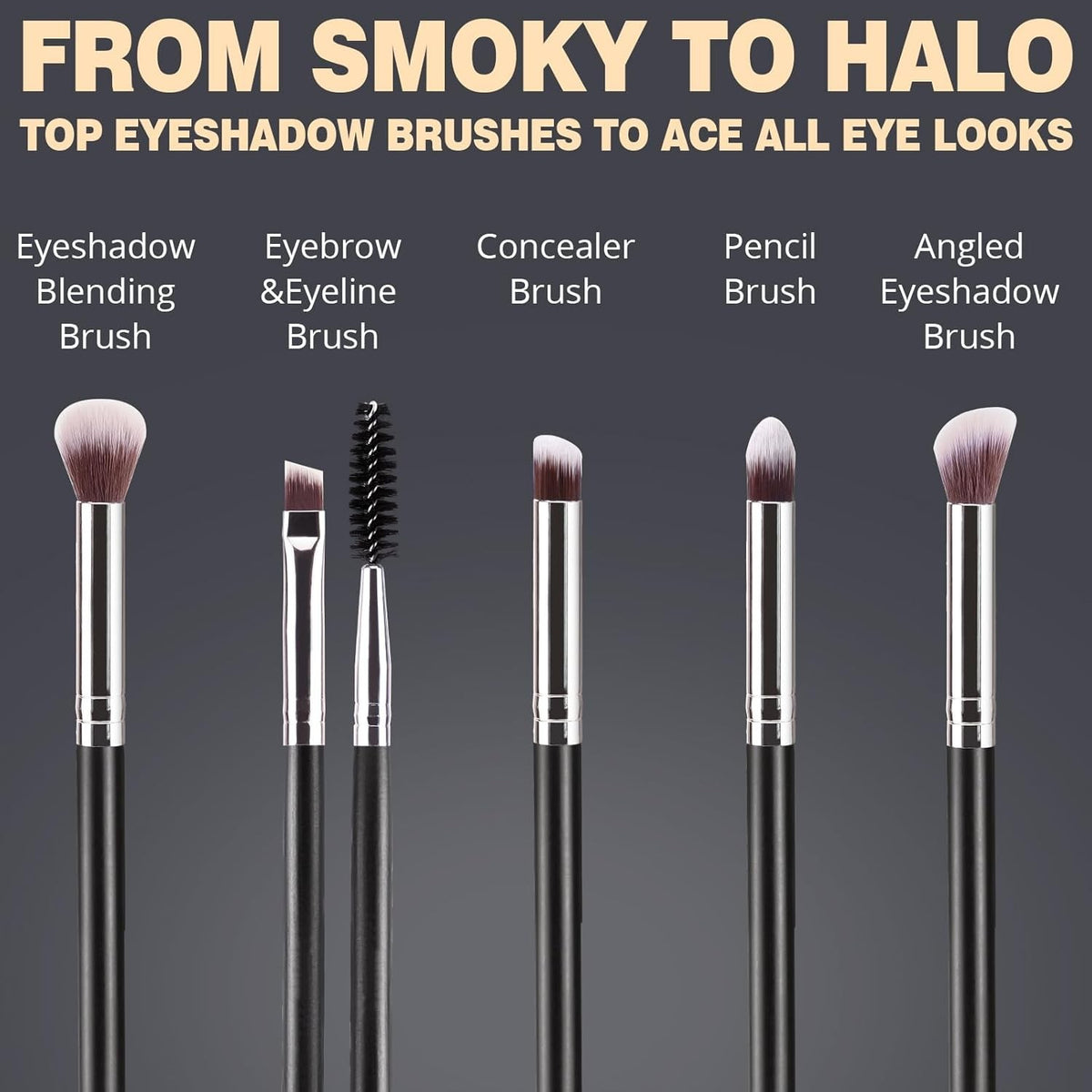 Makeup Brush Set 12 Pcs Professional Foundation & Eye Brushes Black Silver