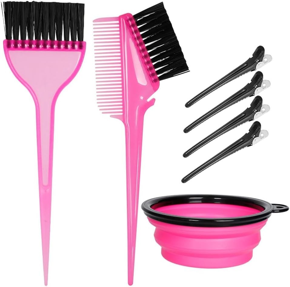 Hair Dye Brush and Bowl Set - Pink & Black